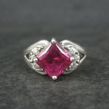 Vintage Sterling Pink Sapphire Ring Size 8