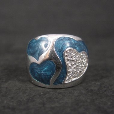Sterling Blue Enamel Heart Ring Size 6 Lauren G Adams