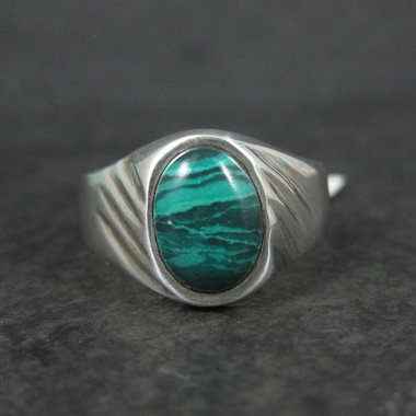 Mens Vintage Sterling Malachite Ring Multiple Sizes Available New Old Stock