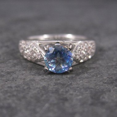 Blue Mystic Topaz Engagement Ring Sz 9