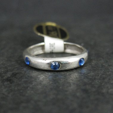 Sterling Sapphire Blue Crystal Band Ring Sizes 4 and 6 Available New Old Stock