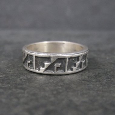 Vintage Sterling Tribal Band Ring Size 10