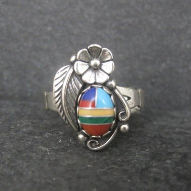 Southwestern Sterling Inlay Feather Ring NOS