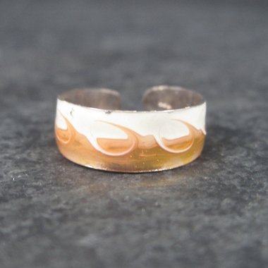 Vintage 90s Sterling Orange Enamel Toe Ring