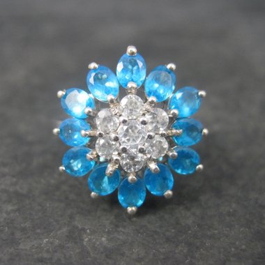 Vintage Topaz Flower Ring Size 7 Sterling