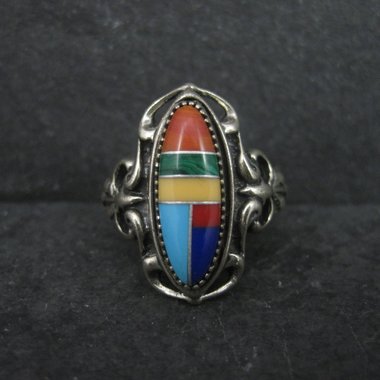 Southwestern Sterling Inlay Ring New Old Stock