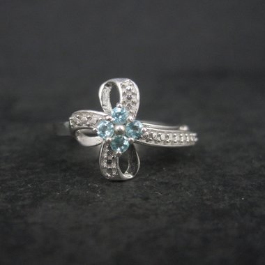 Vintage Sterling Paraiba Tourmaline Cross Ring Size 7