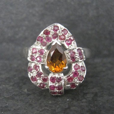 Vintage Sterling Orange Spessartite Ruby Ring Size 5.5