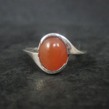 Vintage Sterling Carnelian Cabochon Ring Sizes 6