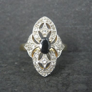 Vintage Vermeil Sterling Sapphire Ring Size 8