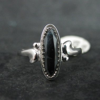 Dainty Sterling Hematite Ring Sizes 5 and 5.5