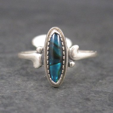 Dainty Southwestern Sterling Paua Shell Ring