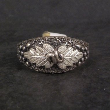 Mens Black Hills Silver Leaf Ring 90s New Old Stock Multiple Sizes Available