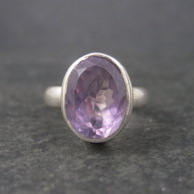 Estate Sterling Amethyst Ring Size 7.75