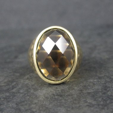 Vintage Vermeil Sterling Smoky Topaz Ring Size 8