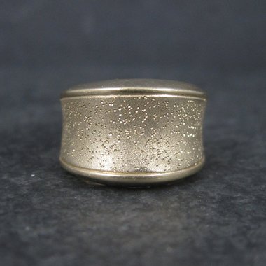 Wide Vintage 18K Vermeil Sterling Textured Ring Charles Garnier Size 7