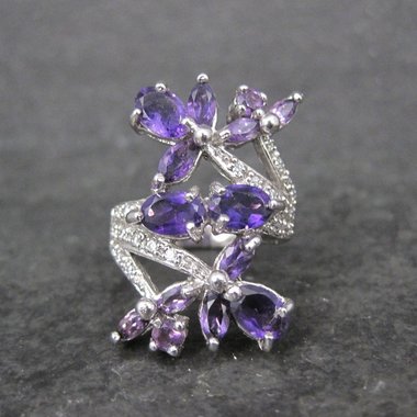 Estate Sterling Amethyst Cocktail Ring Size 6