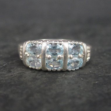 90s Sterling Blue Topaz Ring Size 6