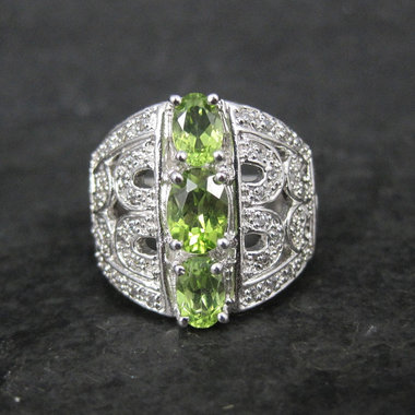 Estate Sterling Peridot Ring Size 10