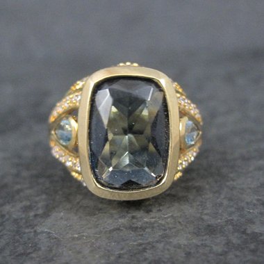 Unique Vermeil Sterling Blue Quartz Ring Size 8