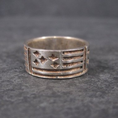 Vintage Sterling Flag Band Ring Size 5