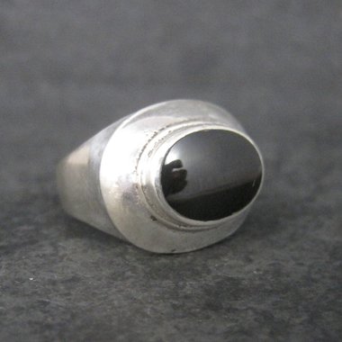 Vintage Sterling Onyx Ring Size 8