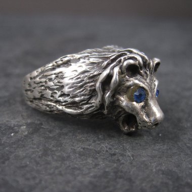 Vintage Sterling Lion Head Ring Size 10.5