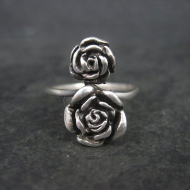 Vintage 3D Sterling Rose Ring Size 8