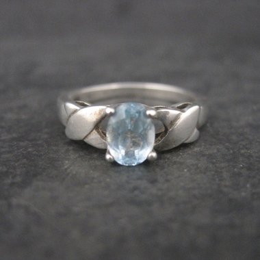 Vintage Sterling Blue Topaz Ring Size 8