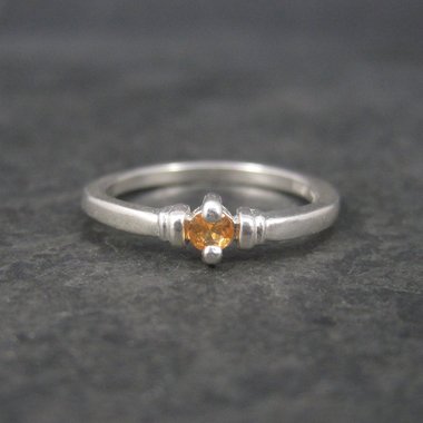Dainty Vintage Sterling Orange Sapphire Ring Size 6.5