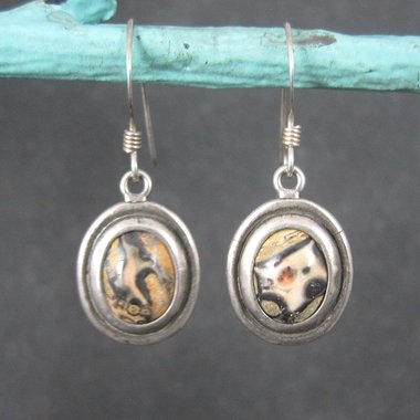 Vintage Sterling Jasper Earrings