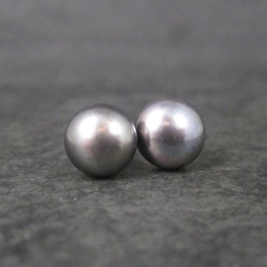 Vintage 90s Sterling 9mm Peacock Pearl Stud Earrings