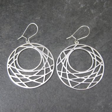 Vintage Sterling Web Moon Earrings