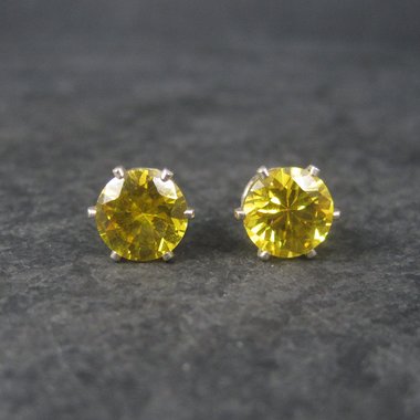 Yellow Birthstone Sterling Stud Earrings 8mm