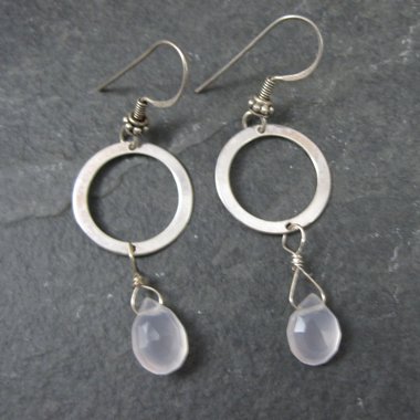 Dainty Sterling Opalite Circle Earrings