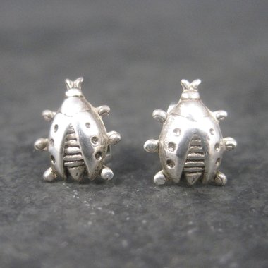 Vintage Sterling Ladybug Stud Earrings