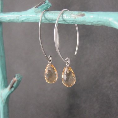 Vintage Sterling Citrine Threader Earrings