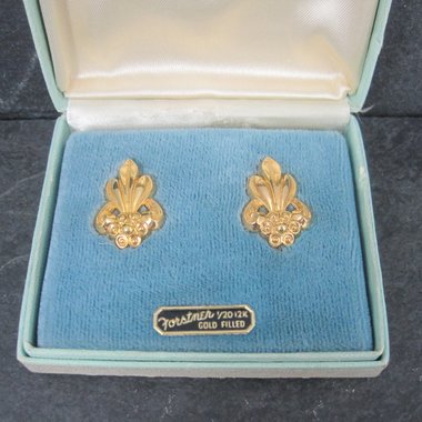 Vintage Nouveau 12K Screw Back Earrings
