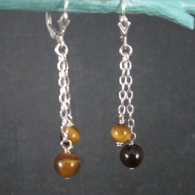 Sterling Leverback Tigers Eye Earrings