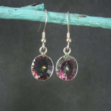 Estate Sterling Mystic Topaz Earrings