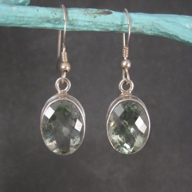 Estate Sterling Green Amethyst Earrings