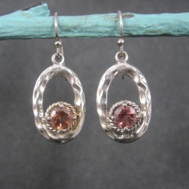 Vintage Sterling Pink Quartz Earrings