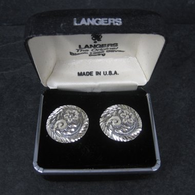 Vintage Langers Black Hills Sterling Silver Circle Flower Earrings