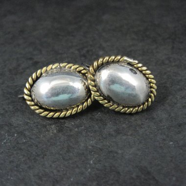 Vintage Mexican Sterling Brass Earrings