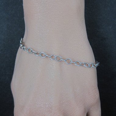 Vintage Sterling 4mm Chain Bracelet 7.25 Inches