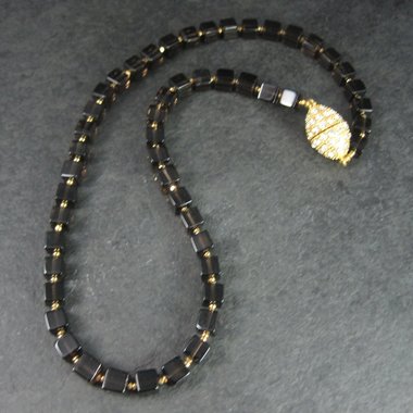 Estate Gold Filled Smoky Quartz Necklace 18.5 Inches Magnetic Clasp