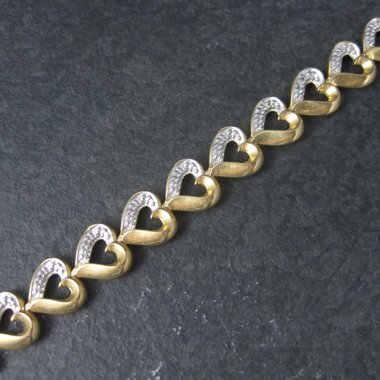 Vintage Vermeil Sterling Illusion Heart Bracelet 7 Inches