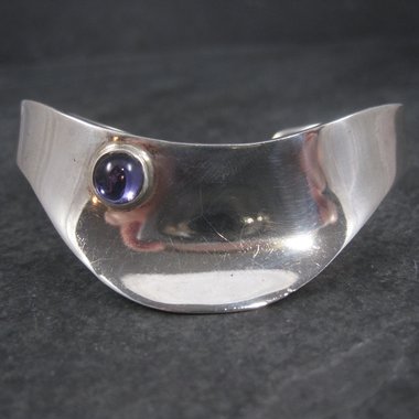 Estate Mexican Sterling Amethyst Cuff Bracelet 6 Inches