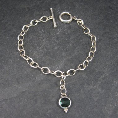 Vintage Sterling May Birthstone Charm Bracelet 7.5 Inches