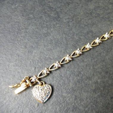 Vintage Vermeil Sterling Heart Bracelet 7.5 Inches
